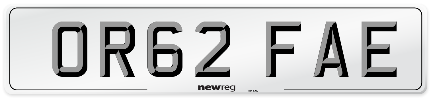 OR62 FAE Number Plate from New Reg